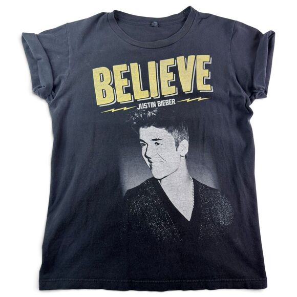 Justin Bieber Other - justin bieber believe live 2013 tour graphic concert tee shirt black medium